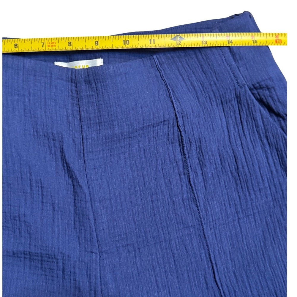 Maeve Anthropologie Navy Blue Cotton Gauze Wide Leg High Rise Pants Size 10 (C) - Picture 5 of 8